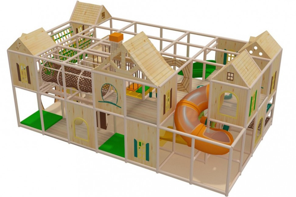 Wooden color toddler indoor playground